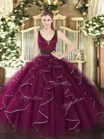 Sumptuous Floor Length Ball Gowns Sleeveless Fuchsia Quinceanera Dresses Zipper