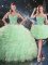 Fashionable Apple Green Organza Lace Up Quinceanera Dress Sleeveless Floor Length Beading and Ruffles