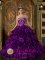 Padron Spain Pretty Eggplant Purple Appliques and Ruffles Decorate Bodice Quinceanera Dress For Strapless Organza Ball Gown