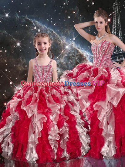 Adorable Ball Gowns Quinceanera Dress Multi-color Sweetheart Organza Sleeveless Floor Length Lace Up - Click Image to Close