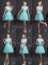 On Sale Aqua Blue Quinceanera Dama Dress Prom and Party and Wedding Party with Beading and Lace and Appliques and Belt High-neck Sleeveless Lace Up