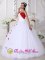 Burtonsville Maryland/MD White and Red Sweetheart Neckline Quinceanera Dress With Hand Made Flowers Decorate