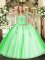 V-neck Sleeveless Tulle Sweet 16 Dresses Beading Lace Up