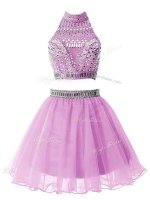 Fantastic Knee Length A-line Sleeveless Lilac Vestidos de Damas Zipper