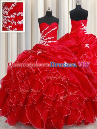 Sleeveless Beading and Ruffles and Pick Ups Lace Up 15 Quinceanera Dress