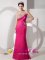 Wailuku Hawaii/HI Hot Pink Column Beading and Ruch Sweetheart Brush Train Taffeta Quinceanera Dama Dress