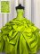 Super Olive Green Quinceanera Dress Military Ball and Sweet 16 and Quinceanera with Beading and Pick Ups Strapless Sleeveless Lace Up