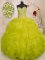 Yellow Green Organza Lace Up Sweetheart Sleeveless Floor Length Quince Ball Gowns Beading and Ruffles