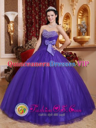 Exquisite Beading Best Purple Quinceanera Dress For Vicente Noble Dominican Republic Sweetheart Tulle and Tafftea