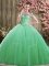 Edgy Green Off The Shoulder Neckline Beading 15 Quinceanera Dress Sleeveless Lace Up