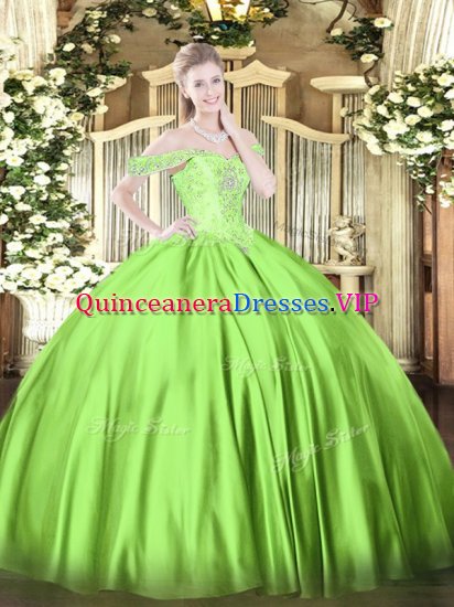 Custom Design Floor Length Ball Gown Prom Dress Satin Sleeveless Beading - Click Image to Close