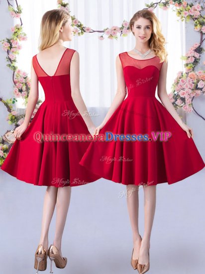 Eye-catching Red Quinceanera Court Dresses Prom and Party and Wedding Party with Ruching Scoop Sleeveless Zipper - Click Image to Close