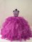 Pretty Ball Gowns Sleeveless Fuchsia Sweet 16 Dresses Brush Train Backless