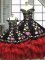 Elegant Red And Black Sleeveless Embroidery and Ruffled Layers Floor Length Sweet 16 Dresses