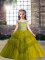 Glorious Off The Shoulder Sleeveless Lace Up Child Pageant Dress Olive Green Tulle