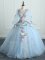 Floor Length Ball Gowns Long Sleeves Light Blue Vestidos de Quinceanera Lace Up