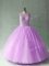 Customized Beading Quinceanera Gowns Lilac Lace Up Sleeveless Floor Length