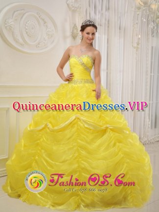 Altamonte Springs Florida/FL Gorgeous Sweetheart Ruched Bodice Beaded Decorate Waist For Quinceanera Dress With Pick-ups