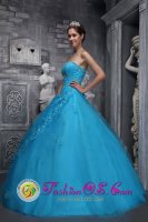 Sweetheart Applique Decorate Baby Blue Tulle Quinceanera Dresses With A-line Style In Oklahoma in Altadena CA