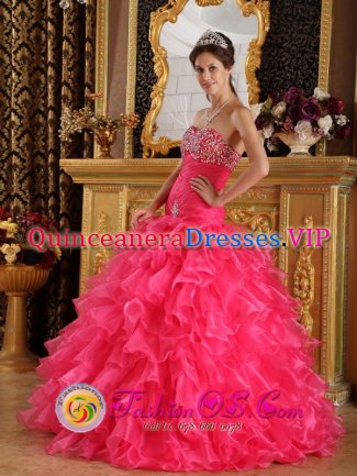 Seaford NY Beautiful Mermaid Ruffles and Beaded Decorate Bust Sweet 16 Dresses With Sweetheart Florr-length