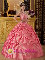 Brookings South Dakota/SD Luxuriously stunning Halter Waltermelon ball gown Quinceanera Dress(SKU QDZY144J7BIZ)