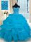 Baby Blue Sweetheart Neckline Beading and Ruffles Sweet 16 Quinceanera Dress Sleeveless Lace Up