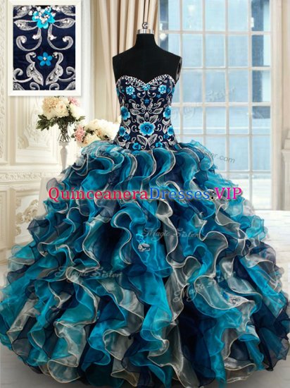 Extravagant Brush Train Ball Gowns Ball Gown Prom Dress Multi-color Sweetheart Organza Sleeveless Lace Up - Click Image to Close