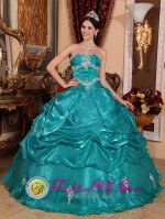 La Vega colombia Pretty Strapless Appliques Brand New Turquoise Quinceanera Dress Organza Ball Gown