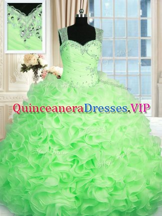 Sleeveless Beading and Ruffles Floor Length Quinceanera Gowns