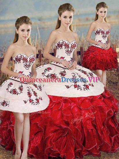 Sleeveless Embroidery and Ruffles and Bowknot Lace Up Quinceanera Gowns - Click Image to Close