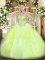 High End Floor Length Yellow Green Vestidos de Quinceanera Sweetheart Sleeveless Lace Up