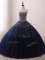 Floor Length Navy Blue Quinceanera Dresses Sweetheart Sleeveless Lace Up