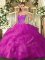 Trendy Floor Length Ball Gowns Sleeveless Fuchsia Quinceanera Gown Lace Up