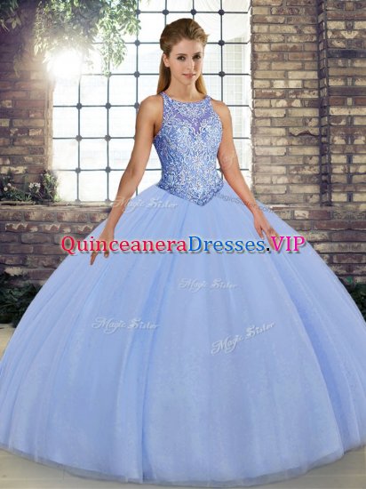 High End Floor Length Lace Up Vestidos de Quinceanera Lavender for Military Ball and Sweet 16 and Quinceanera with Embroidery - Click Image to Close