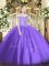 Elegant Ball Gowns Sweet 16 Quinceanera Dress Lavender Off The Shoulder Tulle Sleeveless Floor Length Lace Up