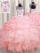 Luxurious Organza Scoop Sleeveless Lace Up Beading and Ruffles and Pick Ups Sweet 16 Dress in Baby Pink