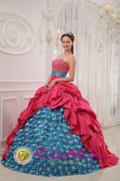 Perfect Red and Blue Quinceanera Dress For Cottonwood AZ Strapless Taffeta With glistening Beading Ball Gown(SKU QDZY451y-1BIZ)