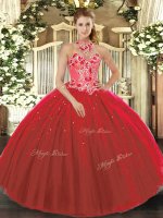 Designer Tulle Sleeveless Floor Length Quinceanera Dress and Embroidery(SKU SJQDDT1266002-3BIZ)