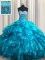 Fine Sleeveless Brush Train Beading and Ruffles Lace Up Vestidos de Quinceanera