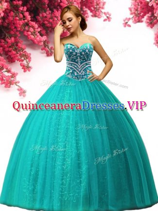 Tulle Sleeveless Floor Length Vestidos de Quinceanera and Beading