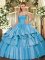 Baby Blue Sweetheart Neckline Beading and Ruffled Layers Sweet 16 Quinceanera Dress Sleeveless Lace Up