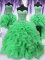 Comfortable Four Piece Green Ball Gowns Beading and Ruffles Sweet 16 Quinceanera Dress Lace Up Organza Sleeveless Floor Length