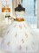 Simple White Ball Gowns Tulle Sweetheart Sleeveless Appliques and Belt Floor Length Lace Up 15 Quinceanera Dress