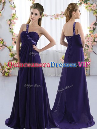 Empire Sleeveless Purple Damas Dress Brush Train Lace Up