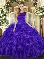 Floor Length Ball Gowns Sleeveless Purple Vestidos de Quinceanera Lace Up(SKU SJQDDT1587002-2BIZ)