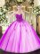 Floor Length Fuchsia Sweet 16 Dresses Tulle Sleeveless Beading