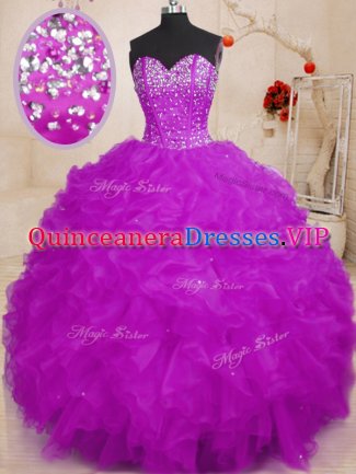 Organza Sleeveless Floor Length Quinceanera Gown and Beading