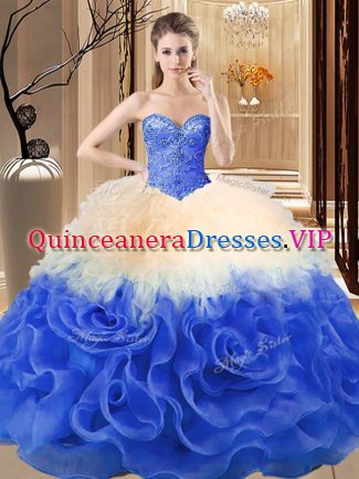 Gorgeous Multi-color Quinceanera Gowns Sweet 16 and Quinceanera with Beading and Ruffles Sweetheart Sleeveless Lace Up