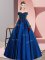 Perfect Blue Sleeveless Floor Length Lace Zipper Quinceanera Dress