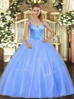 Excellent Sleeveless Beading Lace Up Military Ball Gown